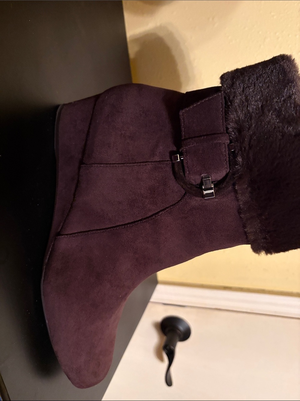 Impo Faux Suede tAnkle Boot with Faux Fur Cuff - Brown